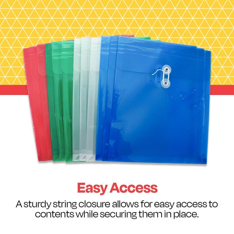 School Smart Expanding Poly String Envelopes, Letter Size, Top Load, Assorted Colors, Pack of 12 - Image 5
